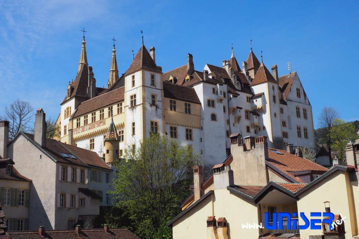 Il castello di Neuchâtel, sede del parlamento cantonale